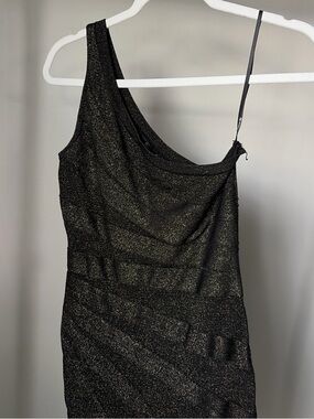 Forever 21 One-Shoulder Black Sparkle Bodycon Dress
